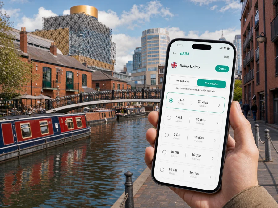 eSIM en Birmingham: conexión móvil e internet