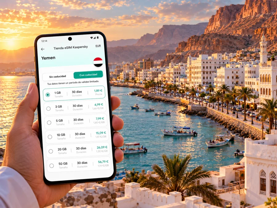 eSIM en Mukalla: internet móvil en Yemen