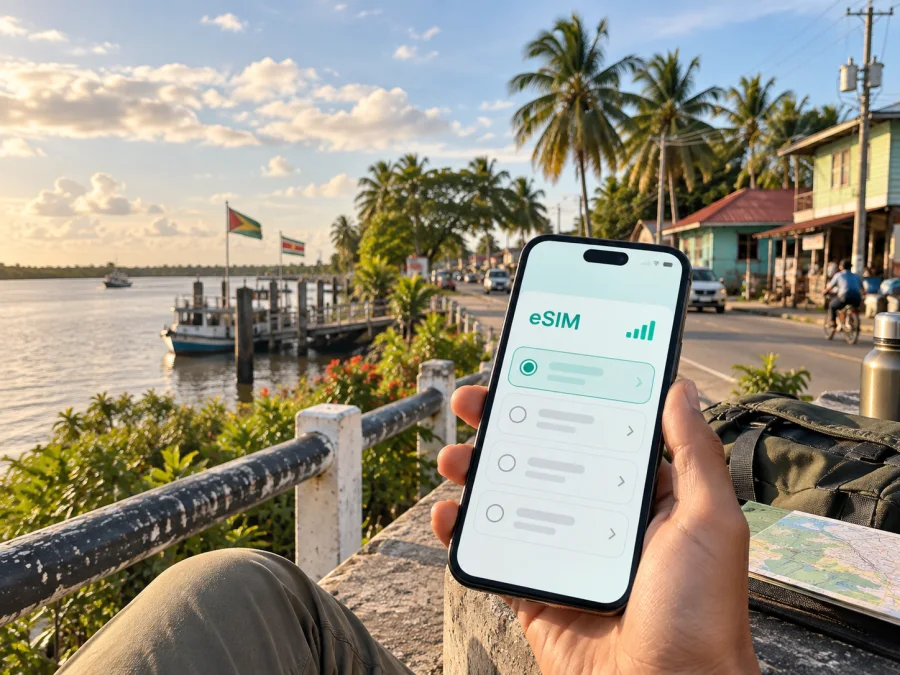 eSIM para Corriverton: internet móvil en Guyana