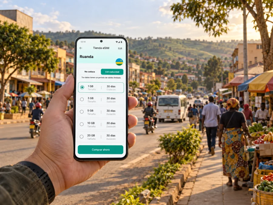 eSIM en Muhanga: internet y conexión móvil en Ruanda