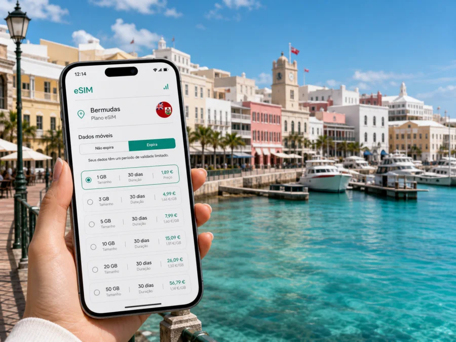 eSIM em Hamilton: internet móvel em Bermudas