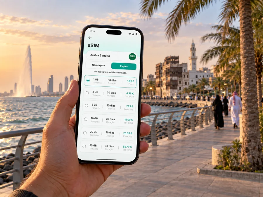 eSIM em Jeddah: internet móvel na Arábia Saudita