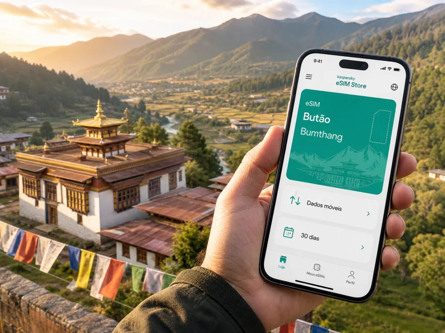 eSIM em Bumthang: internet móvel no Butão