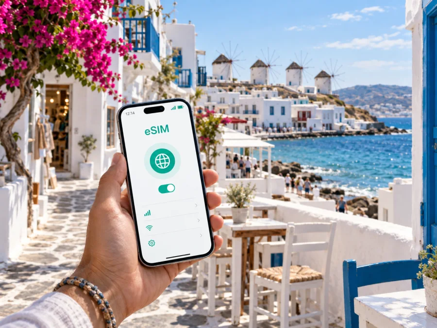 eSIM na Cidade de Mykonos: internet e conexão móvel