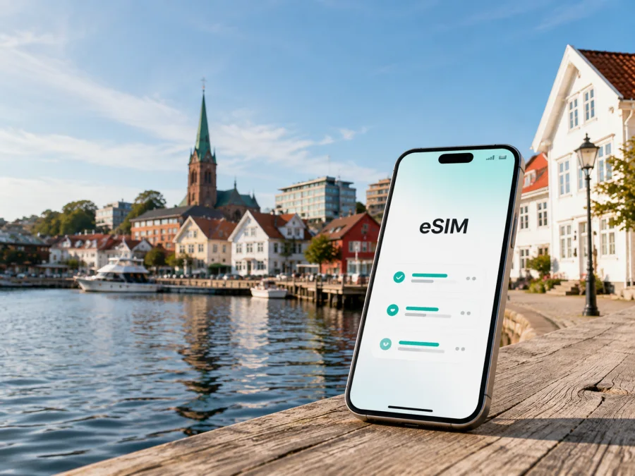 eSIM em Kristiansand: internet móvel na Noruega
