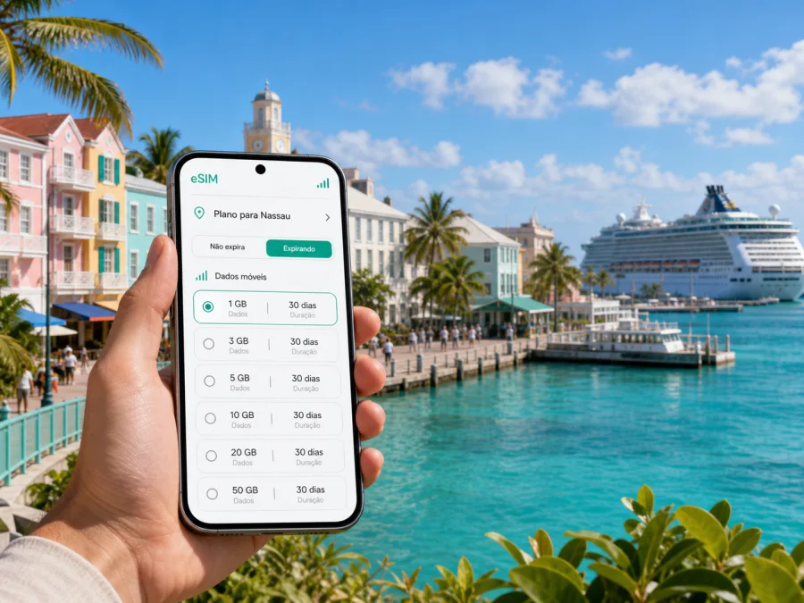 eSIM em Nassau: conexão móvel e internet