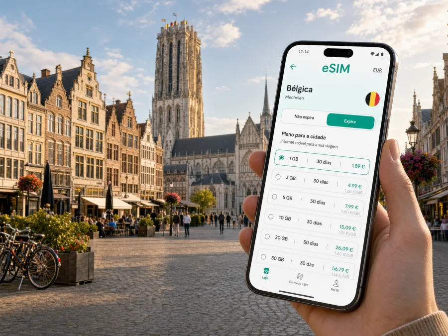eSIM em Mechelen: internet e ligação móvel