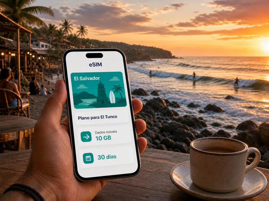 eSIM em El Tunco: internet móvel para viagem