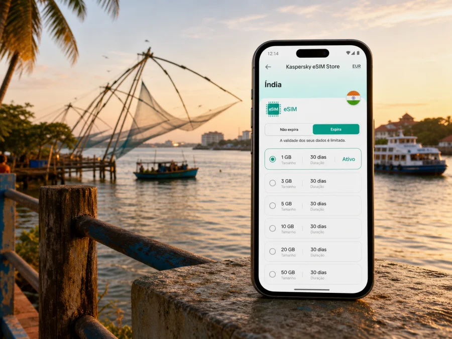 eSIM em Kochi: conexão móvel e internet