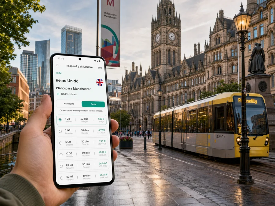 eSIM em Manchester: internet móvel no Reino Unido
