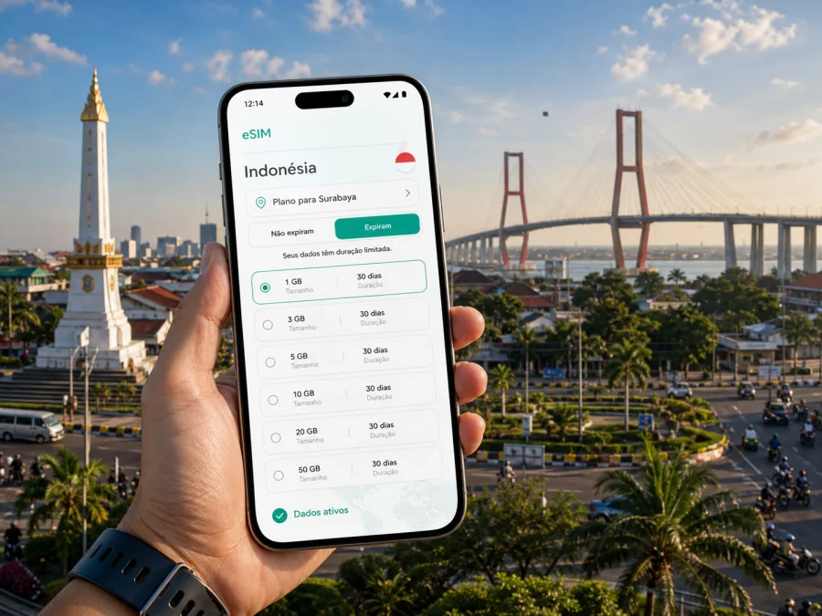 eSIM em Surabaya: internet móvel para viajar