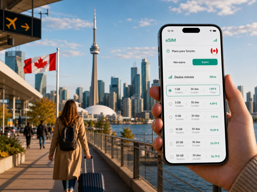 eSIM em Toronto: internet móvel no Canadá