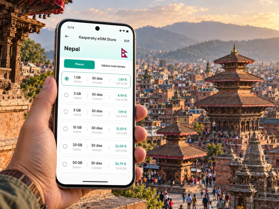 eSIM em Katmandu: internet móvel no Nepal