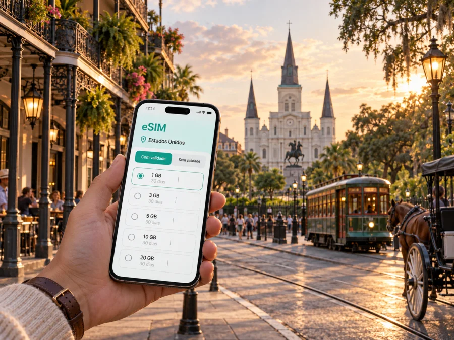 eSIM em Nova Orleans: guia de internet móvel
