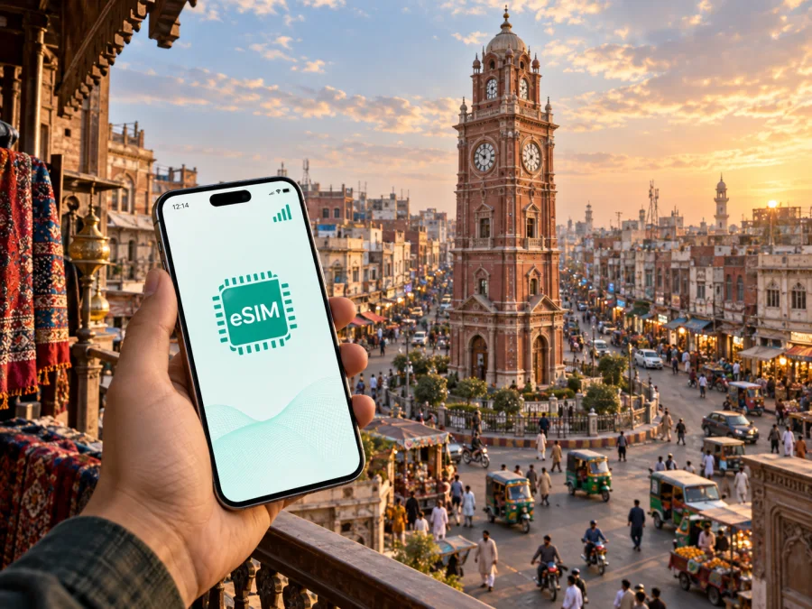 eSIM em Faisalabad: internet móvel no Paquistão