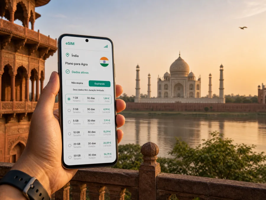eSIM em Agra: internet móvel na Índia