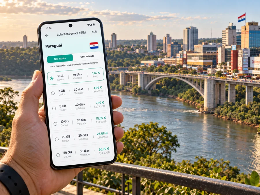 eSIM em Ciudad del Este: internet móvel no Paraguai