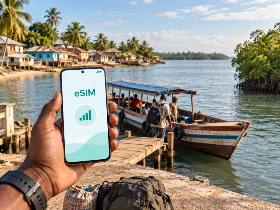 eSIM em Bonthe: internet móvel na Serra Leoa