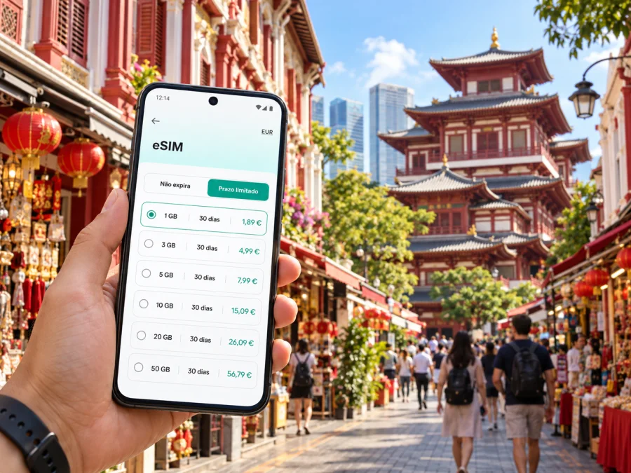 eSIM em Chinatown: internet móvel em Singapura