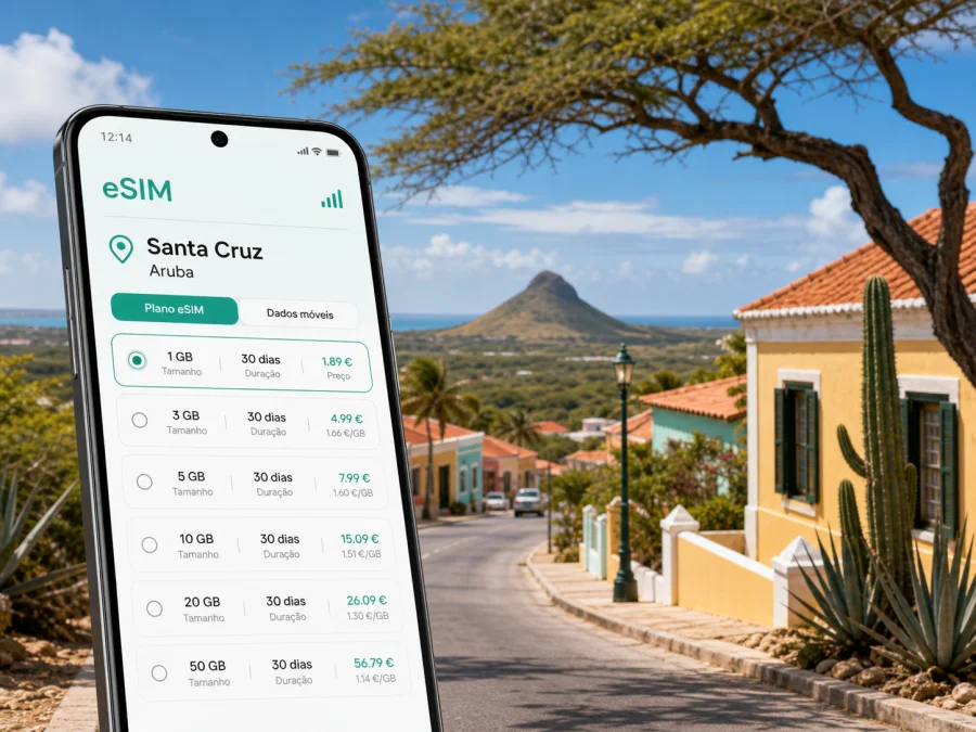 Santa Cruz eSIM: internet móvel em Aruba