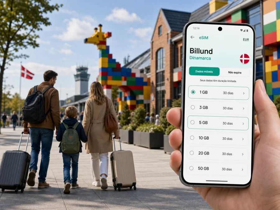 eSIM em Billund: internet móvel na Dinamarca