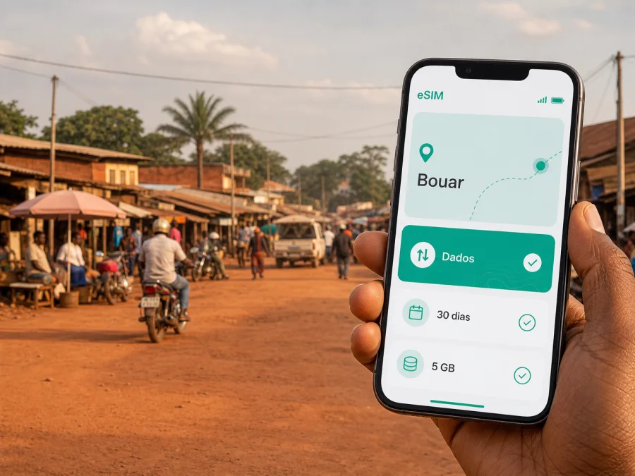 eSIM em Bouar: internet móvel para viagem
