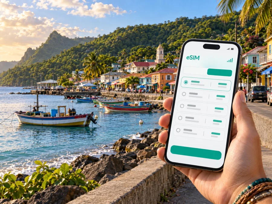 eSIM em Anse La Raye: internet em Santa Lúcia