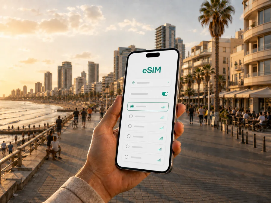 Tel Aviv eSIM: internet móvel em Israel