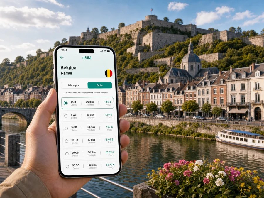 eSIM em Namur: internet móvel na viagem