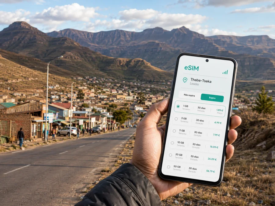 eSIM em Thaba-Tseka: internet no Lesoto