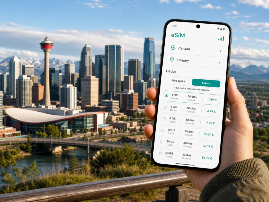 eSIM em Calgary: internet móvel no Canadá