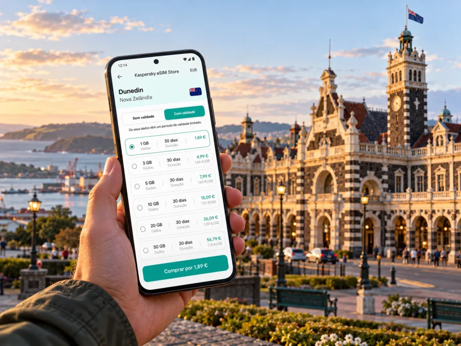 eSIM em Dunedin: internet móvel na Nova Zelândia