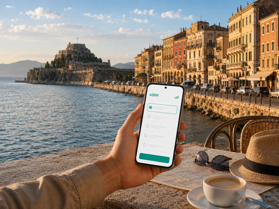 eSIM na Cidade de Corfu: internet na viagem