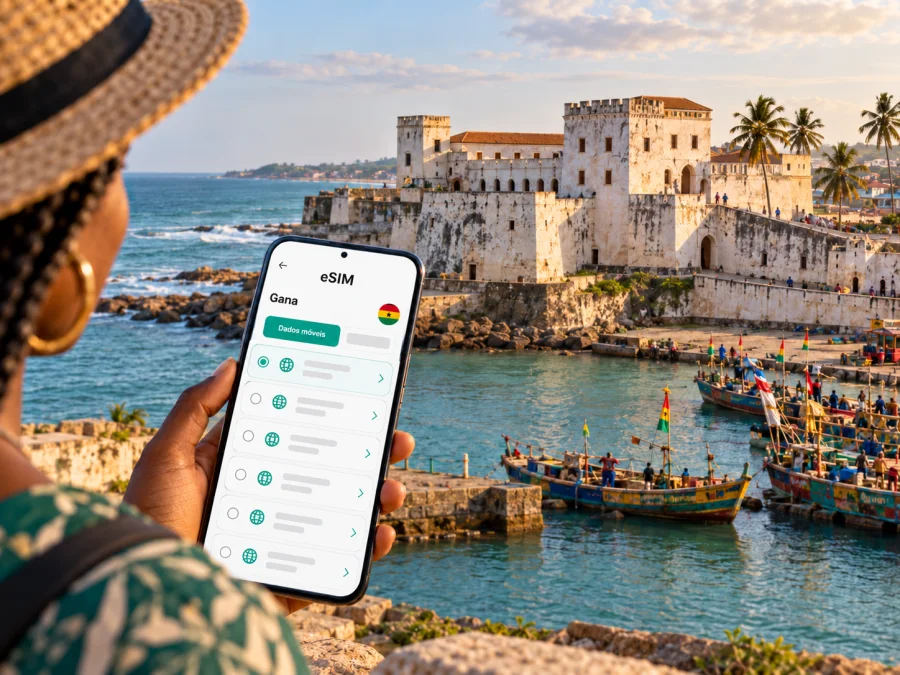 Elmina: eSIM, internet e ligação móvel em Gana