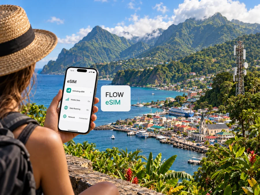 FLOW eSIM na Domínica: guia para viajantes