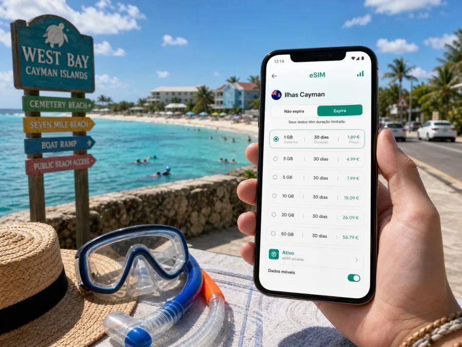 eSIM em West Bay: internet nas Ilhas Cayman
