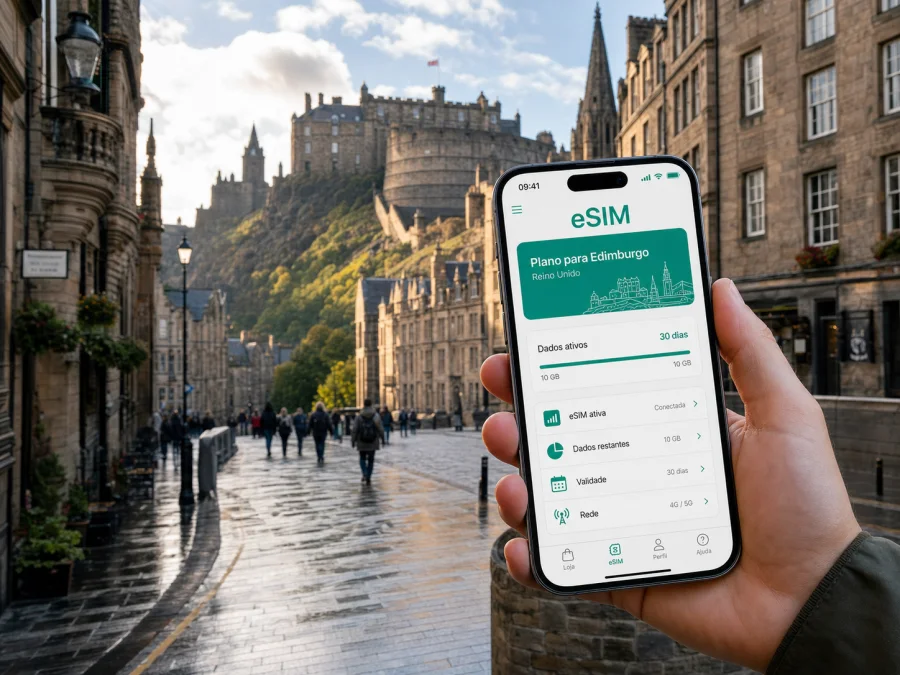 eSIM em Edimburgo: internet no Reino Unido