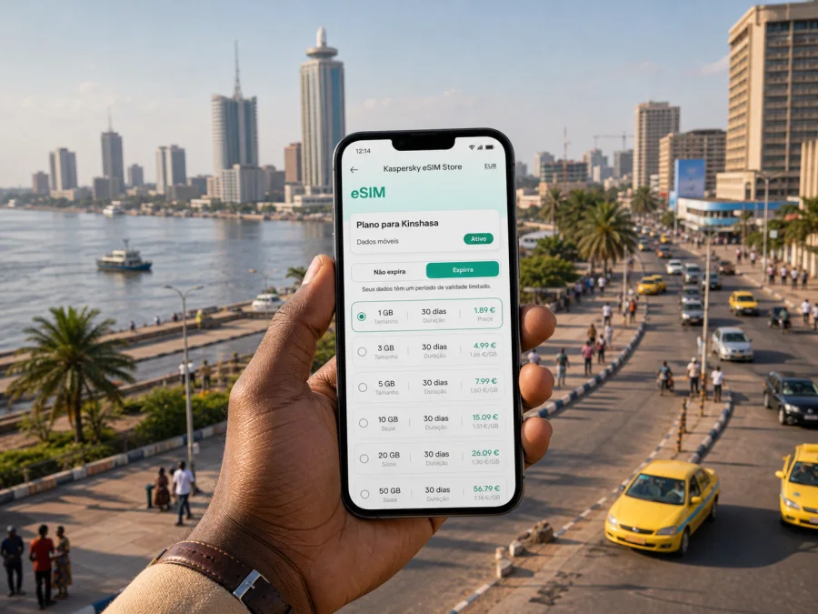 eSIM em Kinshasa: internet móvel na viagem
