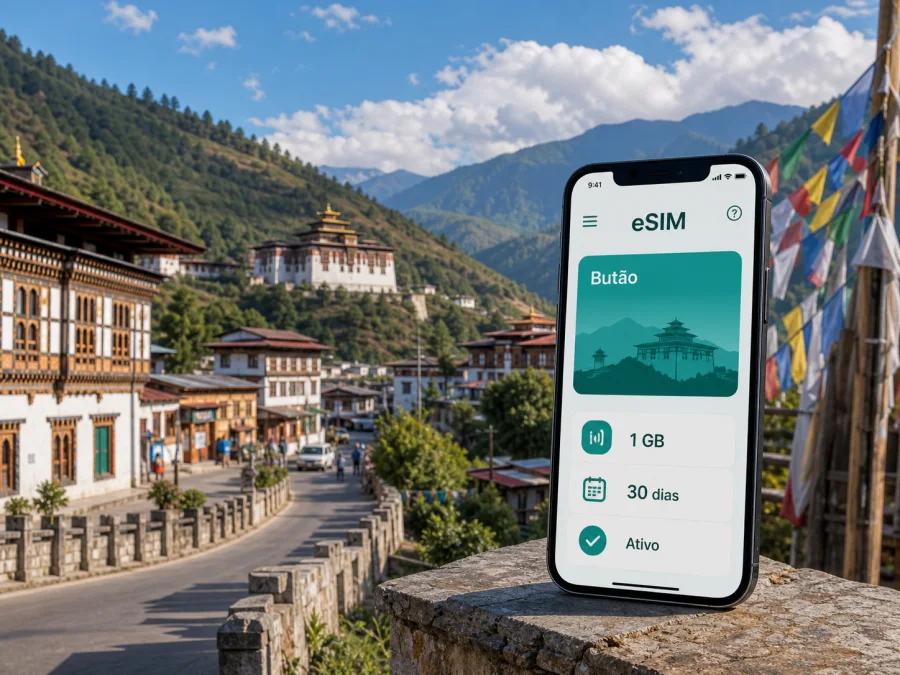 eSIM em Trashigang: internet móvel no Butão