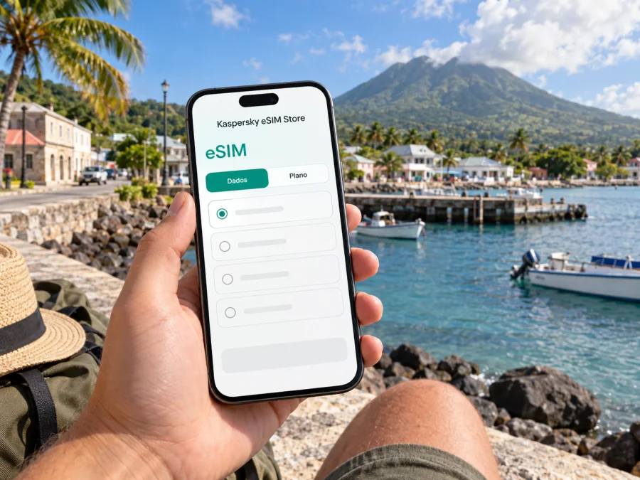 eSIM em Newcastle, São Cristóvão e Névis: internet móvel