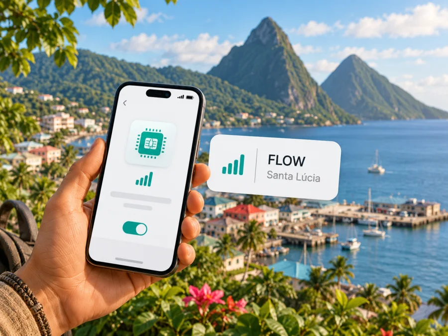 FLOW eSIM em Santa Lúcia: o que confirmar