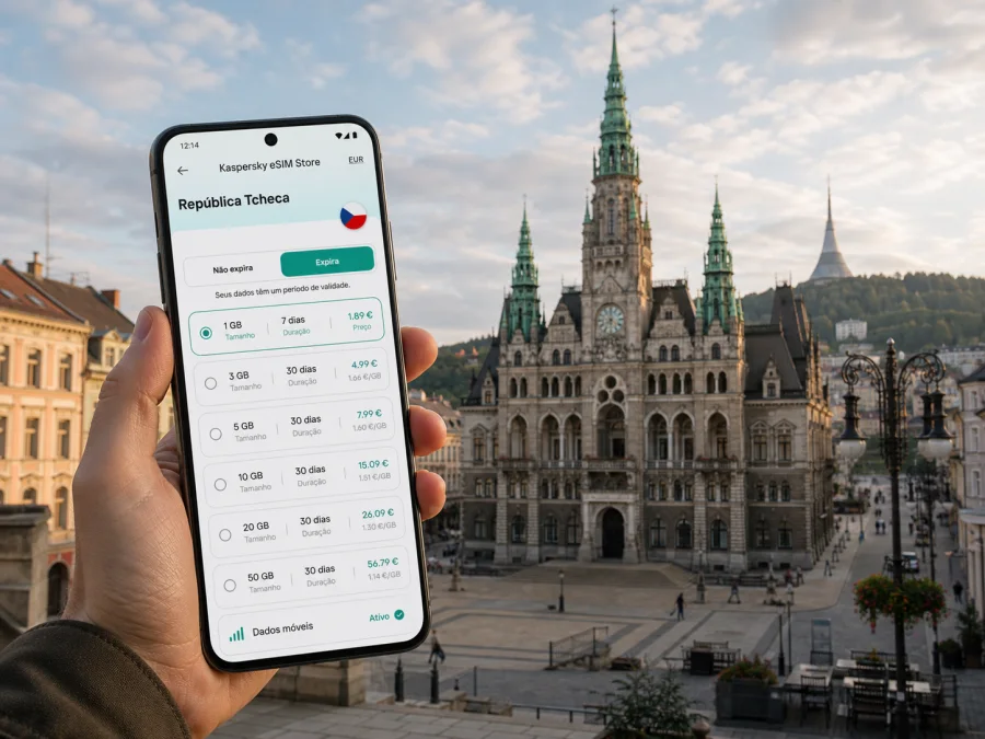 eSIM em Liberec: conexão móvel e internet