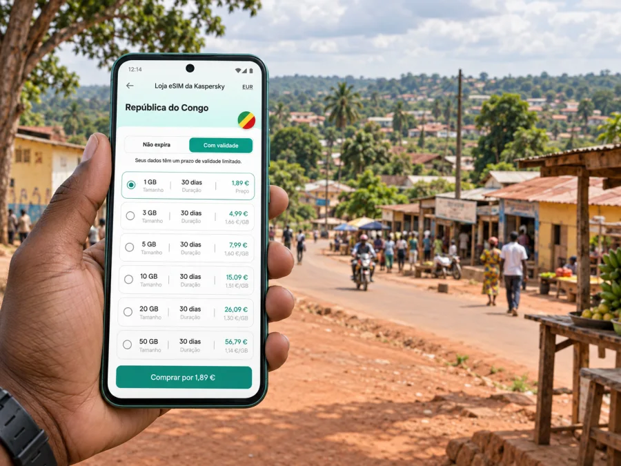 eSIM em Djambala: internet na República do Congo