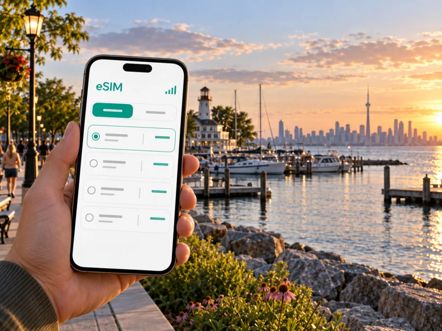 eSIM para Mississauga: internet móvel no Canadá