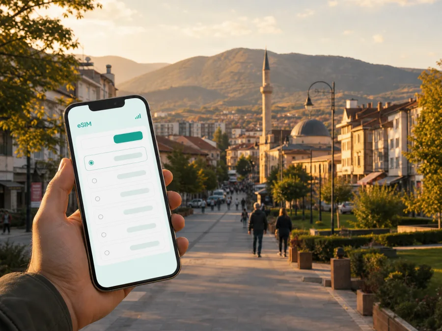 eSIM em Ferizaj: internet móvel no Kosovo