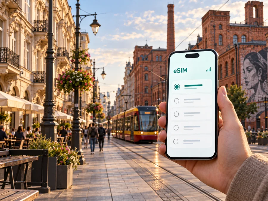 eSIM em Lodz: internet móvel na Polônia