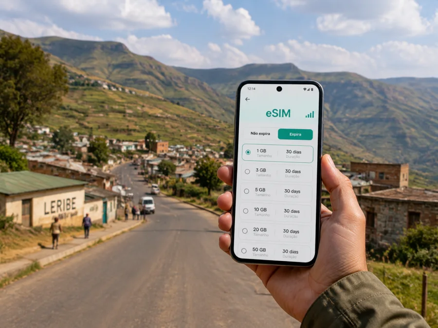 eSIM em Leribe: internet móvel no Lesoto