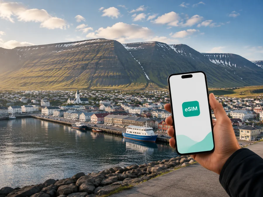 eSIM em Isafjordur: internet móvel na viagem