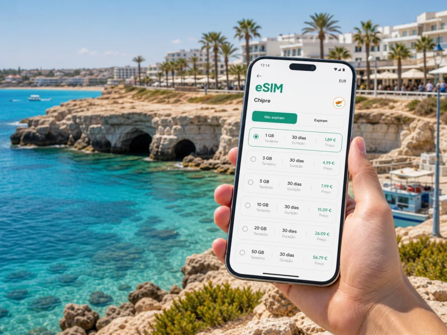 eSIM em Ayia Napa: internet móvel em Chipre