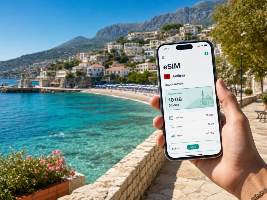 eSIM em Himare: internet móvel na Albânia